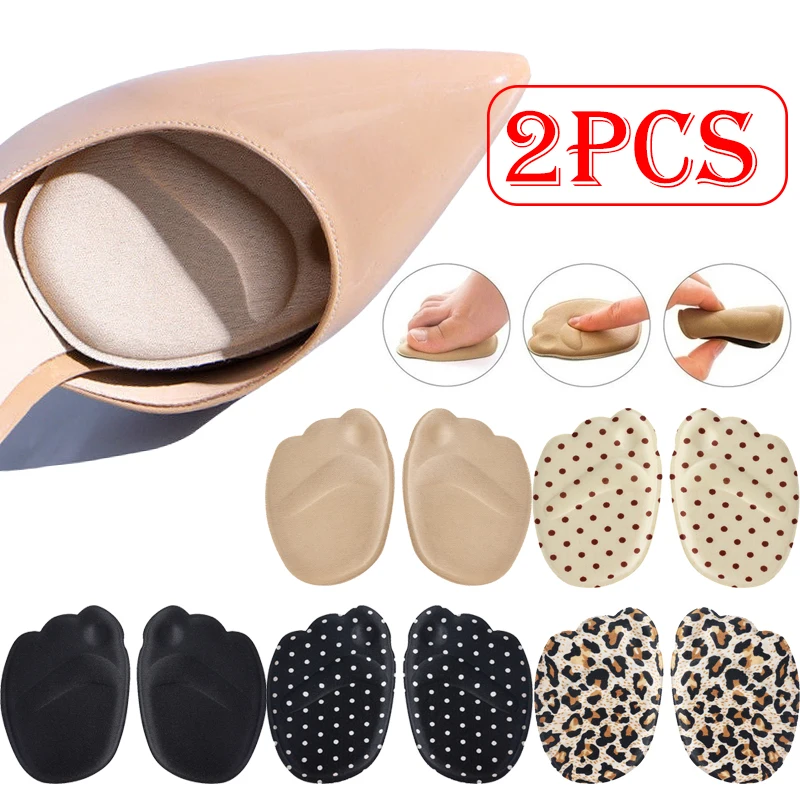 2Pcs Women High Heels Pad Soft Forefoot Insert Pain Relief Half Size Shoe Pad Anti-Slip Foot Protection Foot Cushions Insert Pad