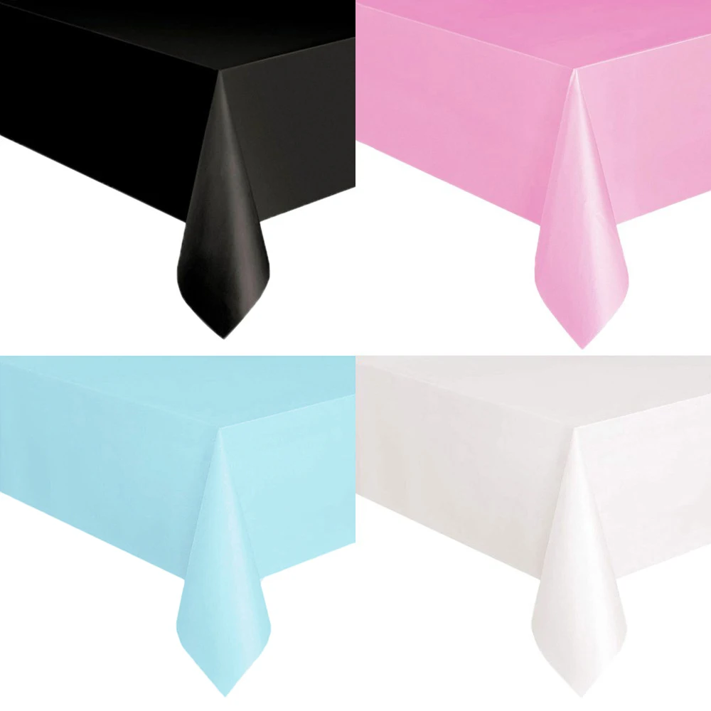 Disposable Tablecloth White Black Pink Gold Table Cover Plastic Birthday Wedding Table Cloth Party Dining Table Decoration Favor