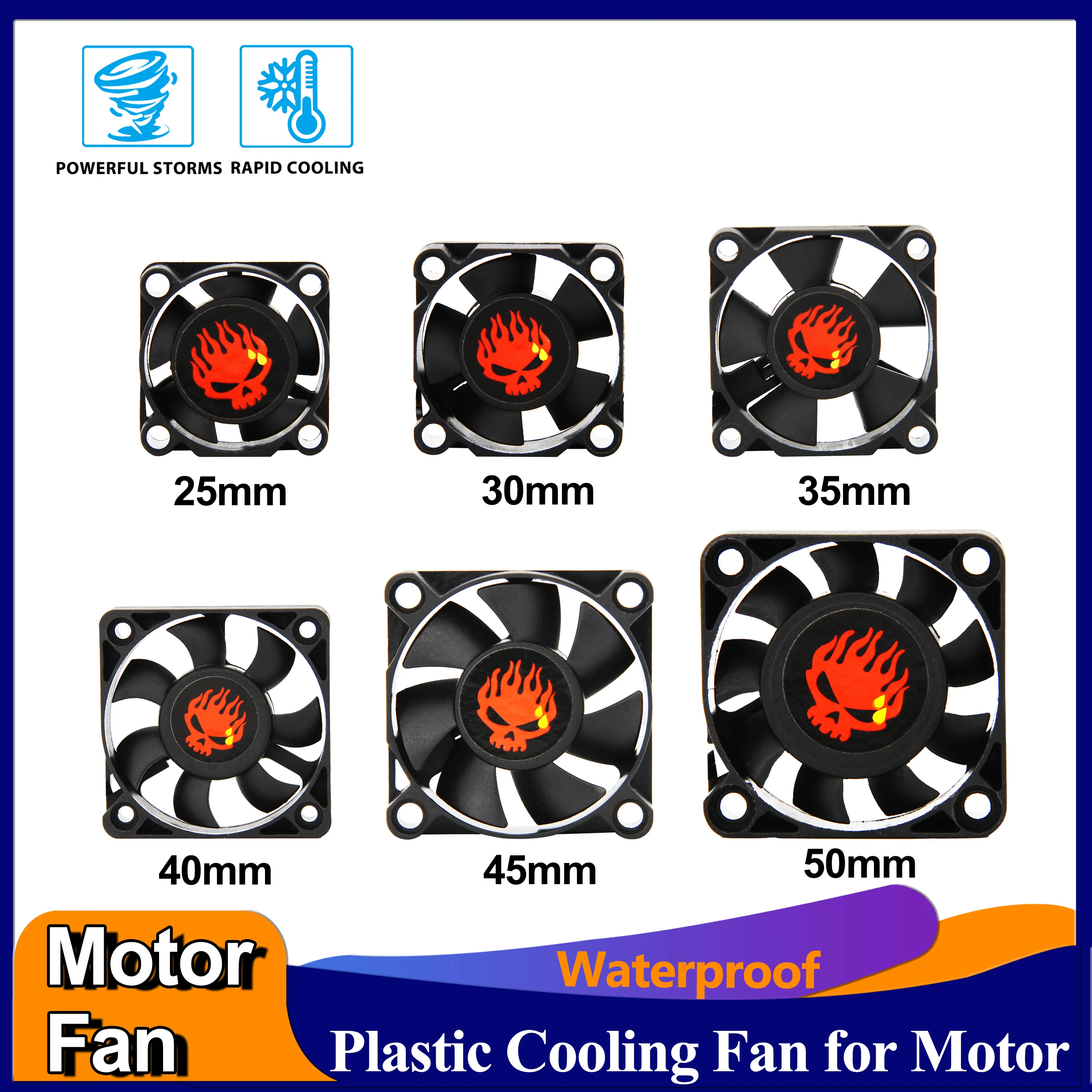 RC Car Motor Cooling Fan 25mm 30mm 40mm 50mm Waterproof Rapid Cooling JST Plug Heat Sink 5-12V for 1/10 1/8 540 550 3650 Motor