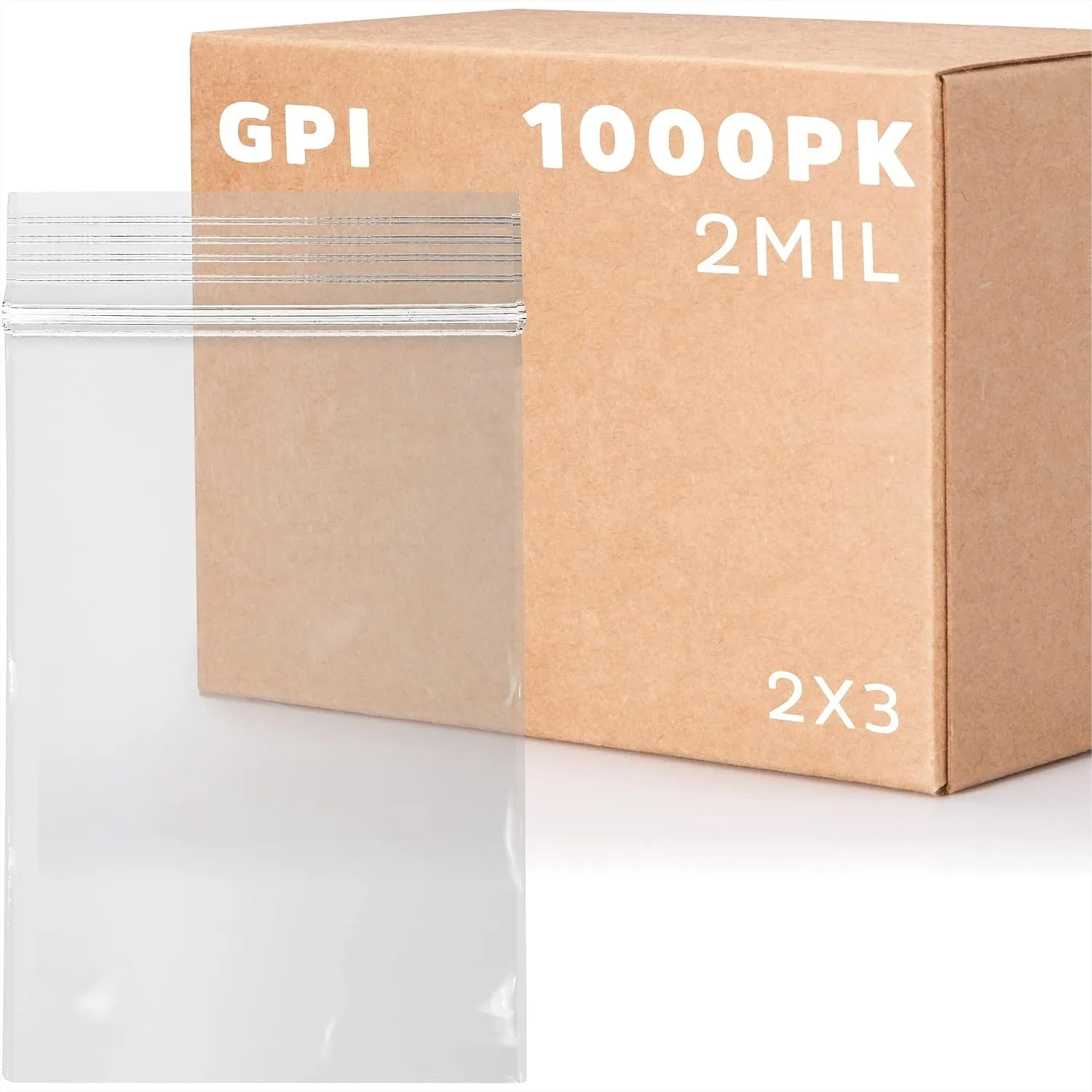 Clear Plastic Resealable Zip Bags, 2x3 Inch, 1000 Count, 2 Mil Strong Poly Baggies for Travel Storage and Shipping