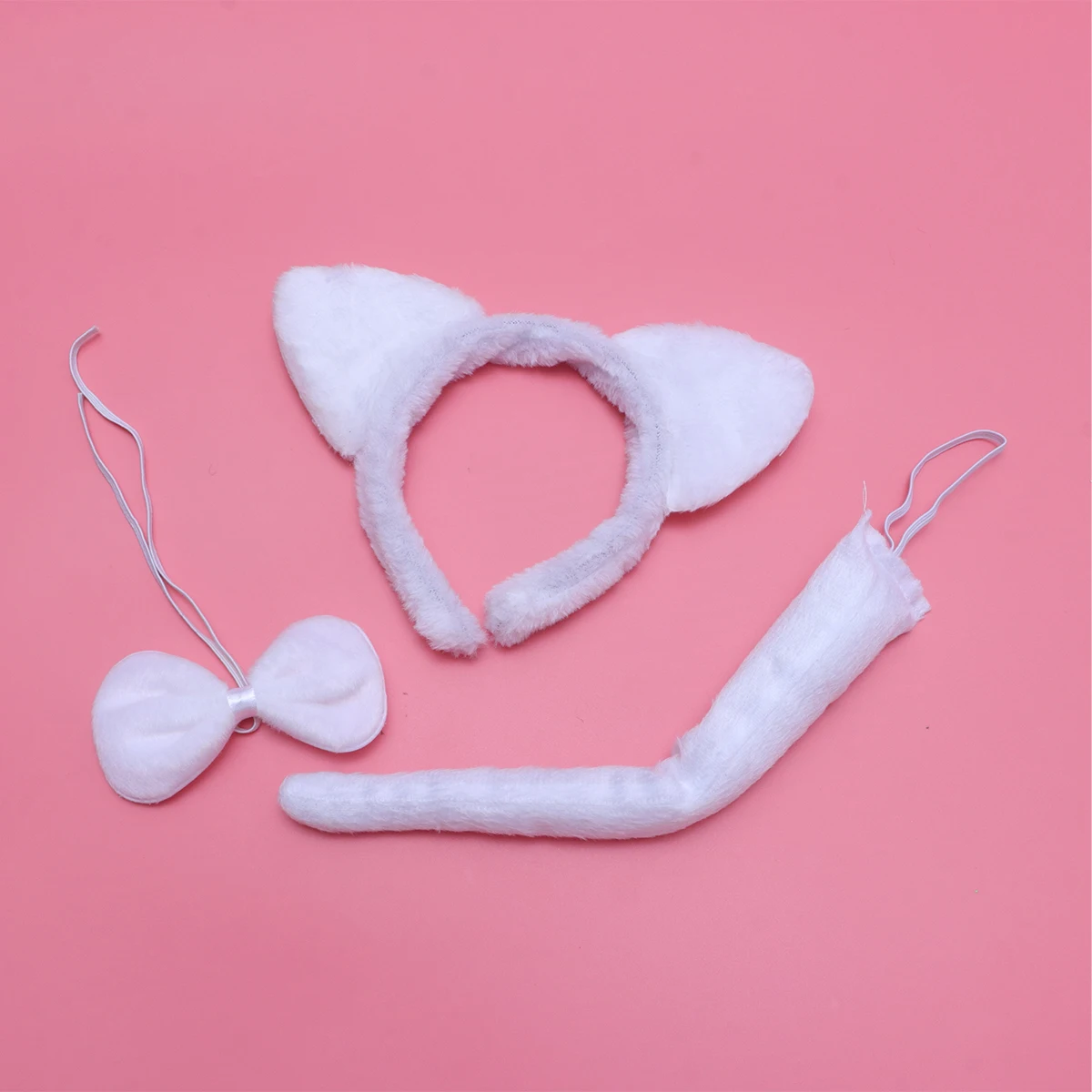 

3pcs Cat Accessories Set For Kids Adults Halloween Cosplay With Cat Ears Headband Bow Tie Tail Animal Costume Party Decoration