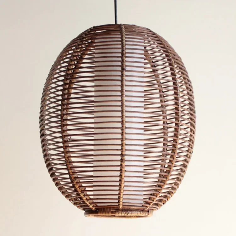 

Real Rattan Hand-woven Lantern Chandelier Ceiling Lamp Restaurant Hotel Chandelier Living Room Study Corridor LED Light люстра