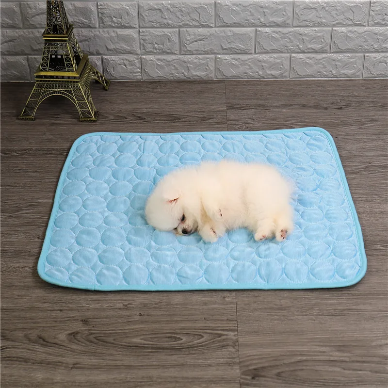 Summer Puppy Dog Cooling Mat Dog Cat Sleeping Pad Cool Ice Silk Moisture-proof Mattress Cushion Small Animal Cold Bed