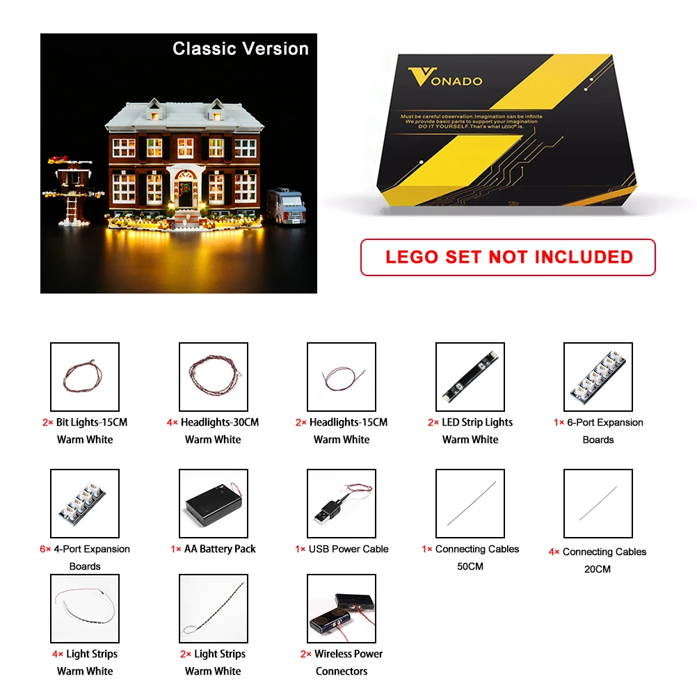 Vonado LED Lighting Conjunto para idéias Novo 21330 Home Sozinho Blocos de construção (não incluem o modelo) Kit de lâmpada de acessórios DIY