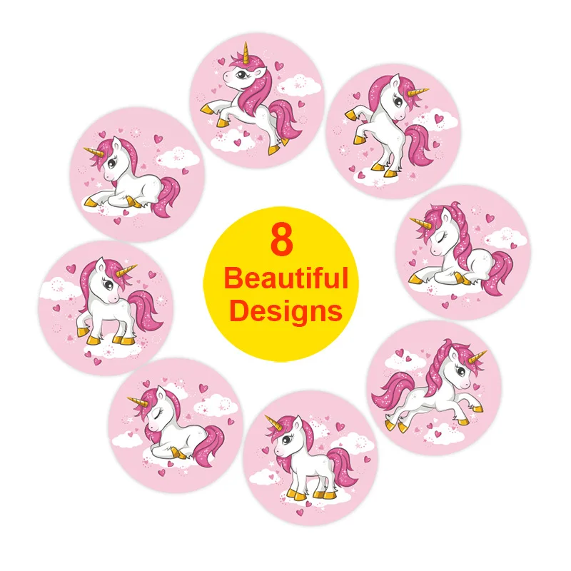 500pcs Pink Unicorn Stickers，Cute Cartoon Thank You Stickers Holiday Decoration Gift Wrapping Packaging Sealing Stickers view 6