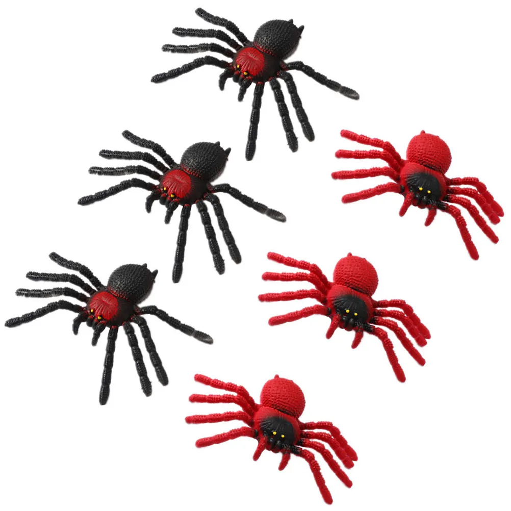 6Pcs Spider Party Plastic Spiders For Room Decor Halloween Simulated Realistic Prank Decorations Horror Props Scene