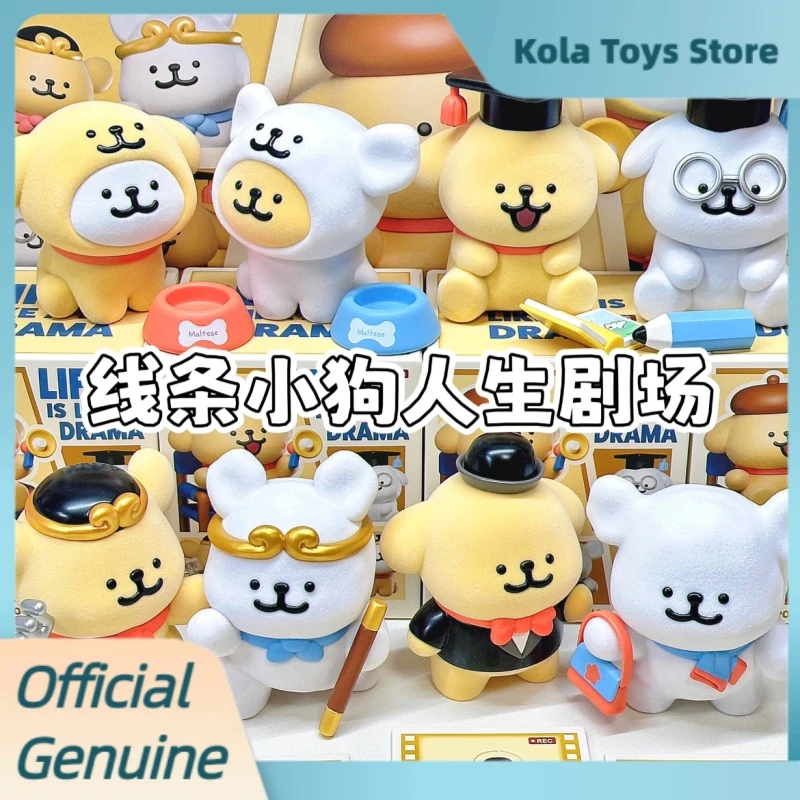

Genuine Maltese Line Puppy Life Is Like Drama Series Blind Box Cute Flocked Figurine Decoration Ornaments Toys Mystery Box Gifts