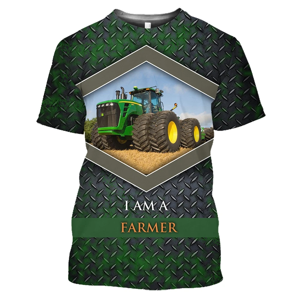 SONSPEE Farmer Harvester 3D Printed Funny Tees Short Sleeve Street Large Reaping Machine Harajuku Man Oversize Kids T-shirt Tops