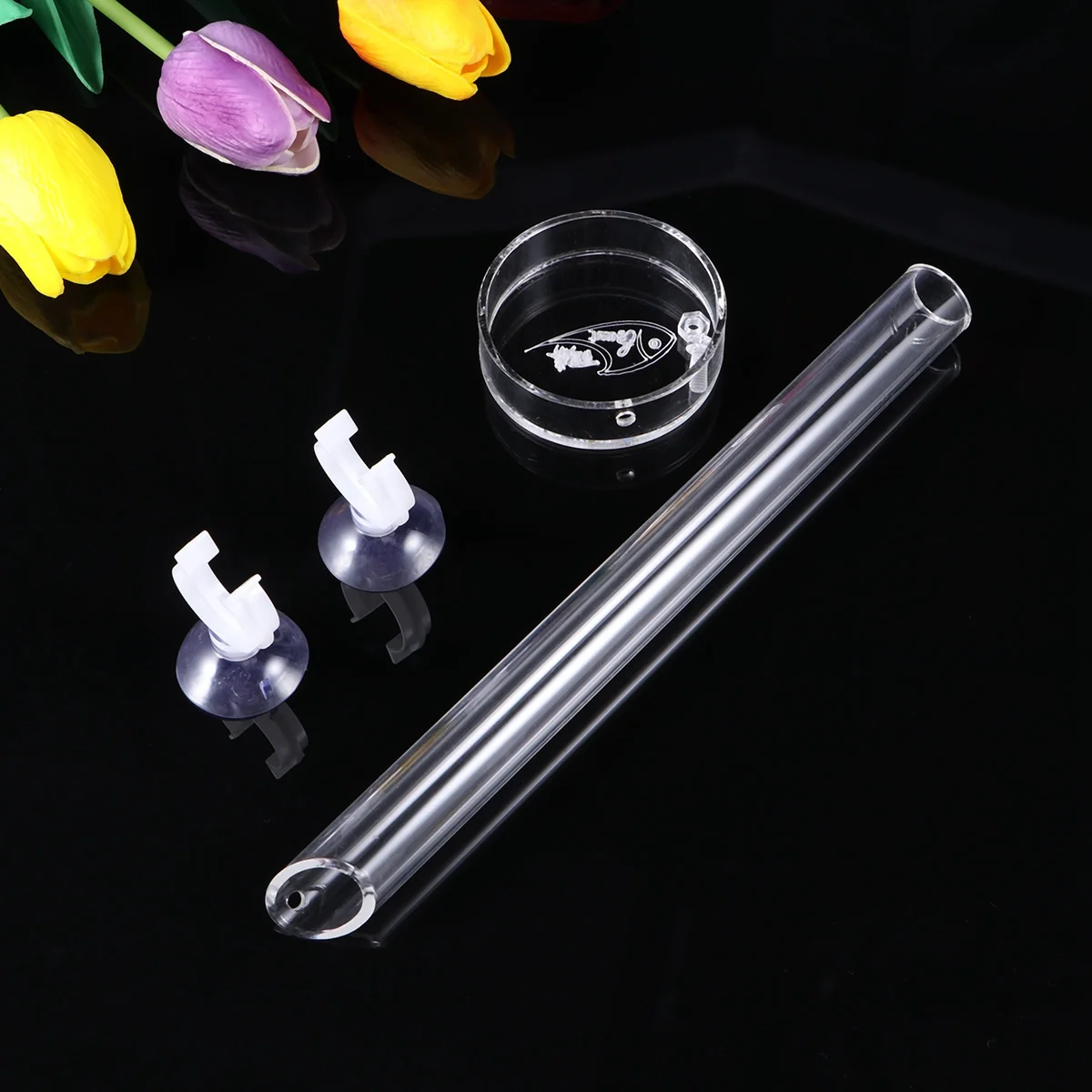 

Acrylic Shrimp Feeder Tray Easy Clean Mount Suckers Hooks Fish Tank Aquarium Crystal Shrimp Feeder