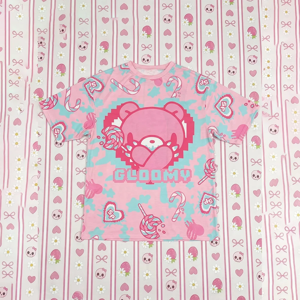 

Kawaii Summer Japanese High Street Y2K Sweet Print T Shirt Women's Crew Neck Short Sleeve Cartoon Top Harajuku Casual Shirt Gift