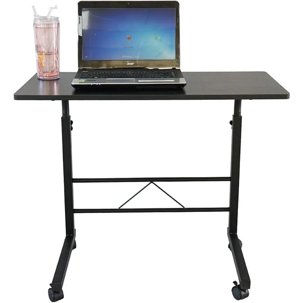 

Adjustable TV Tray Table Rolling Sofa Side Snack Table with Wheels Portable C-Shape Dinner Tray Tables