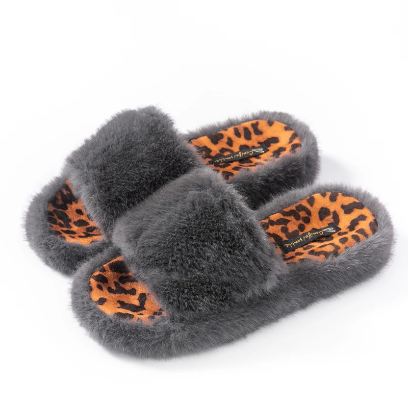 

Eyriphy Plush Fluffy Women Slippers Winter Warm Slides Memory Foam Bedroom Slippers Open Toe Soft Sole Shoes Women Cozy Slides