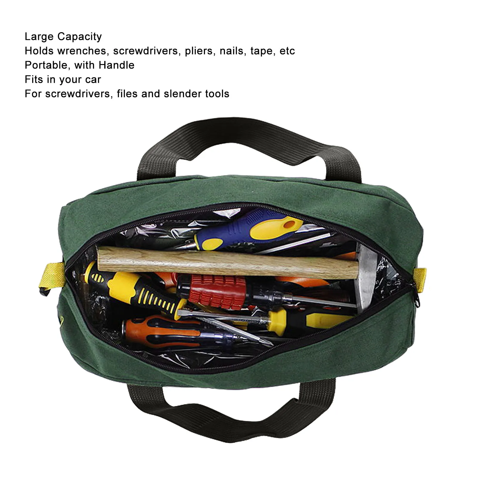 Hand Tool Bag Waterproof Heavy Duty Large Capacity Wide Mouth Canvas Portable Tool Tote for Carpentry Electrician 20 Inch
