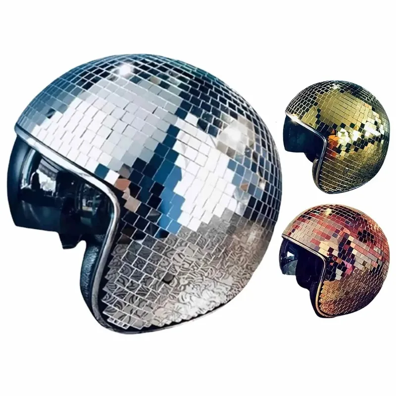 

Classic Disco Ball Helmet Mirror Glitter Ball Helmets Hat Club Bar Party Full Glass Reflective Disco Shiny Hat for Costume Party
