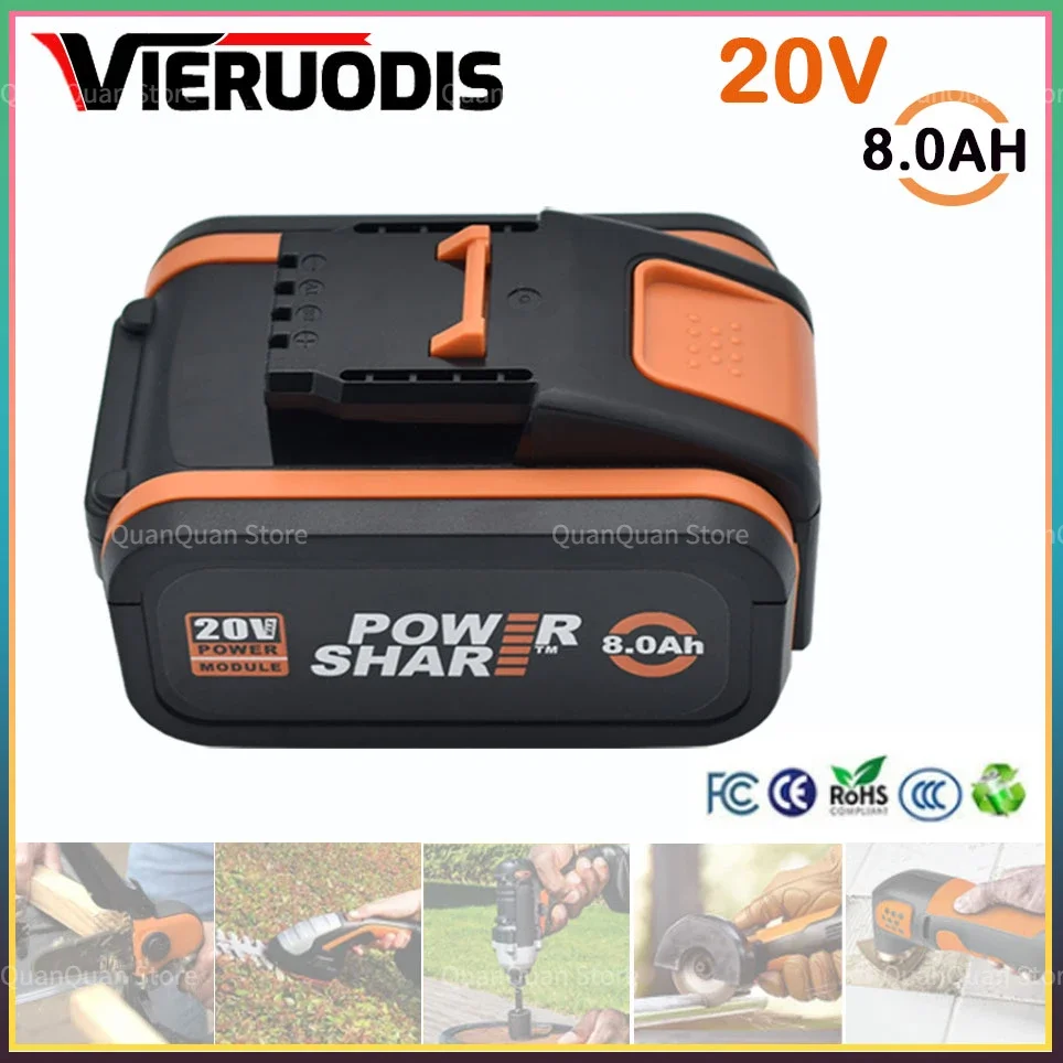 

Для батареи 20V 8000mah Li-Ion для Worx WX390/WX176/WX166.4/WX372.1 WX800/WX678/WX550/WX532/WG894E WG629E/WG329E/WG2