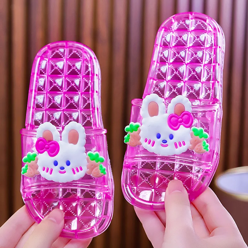 2026 Girls Summer Crystal Jelly Sandals Transparent Soft Sole Anti-Slip Indoor Outdoor Princess Matching Set