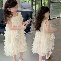 Summer Girl's Neck Hanging Vest Dress Spring New Fashionable Temperament Princess Dress For Small And Medium-Sized Children