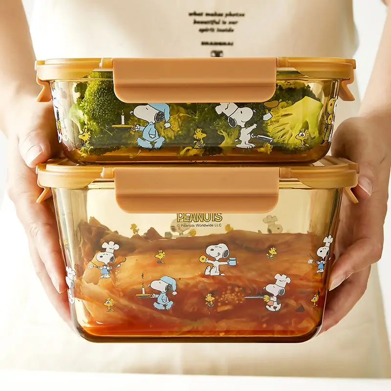 Snoopy Animation Peripheral Large Capacity Cartoon Heat-resistant Microwave Oven Lunch Box Large Sealed Fresh-keeping Box view 2