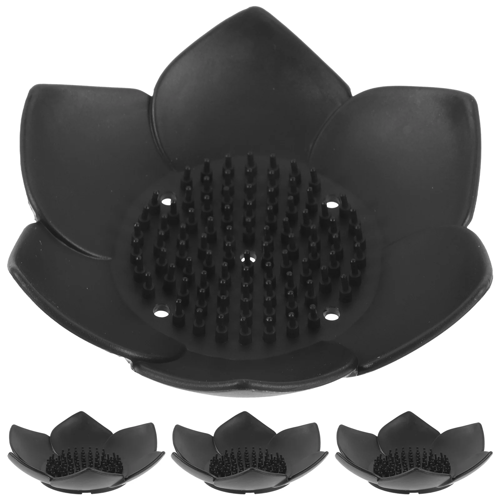 

4pcs Silicone Soap Dish Rack Bathroom Holder Self Draining Travel Black Portable Counter Top Prevent Slip Good