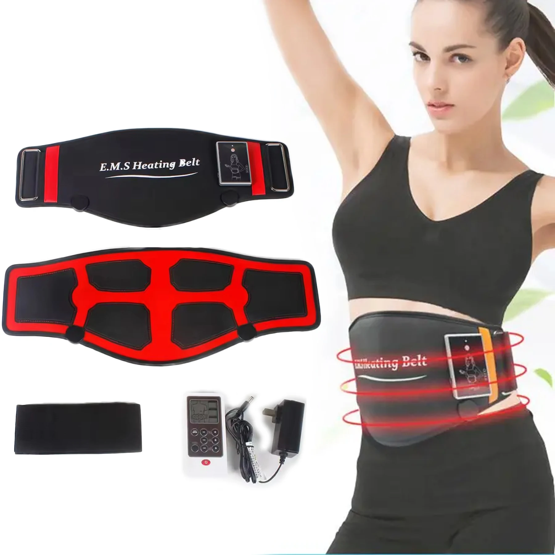 EMS Waist Abdominal Trainer Belt Muscle Stimulator Abs Muscle Toner Display Fat Burn Body Slimming Weight Loss Fitness Massage
