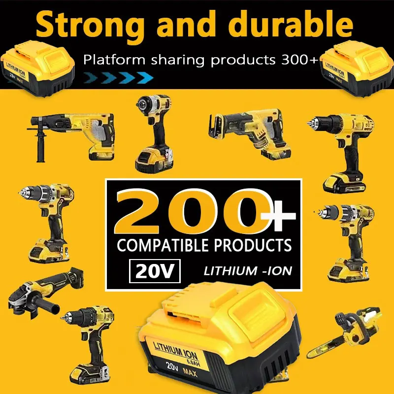 Pro DeWALT 20V Náhradní baterie 6,0Ah MAX FlexVolt pro DCB200 DCB201 DCB206 DCB205 DCB209 Baterie pro elektrické nářadí + nabíječka - náhled 2
