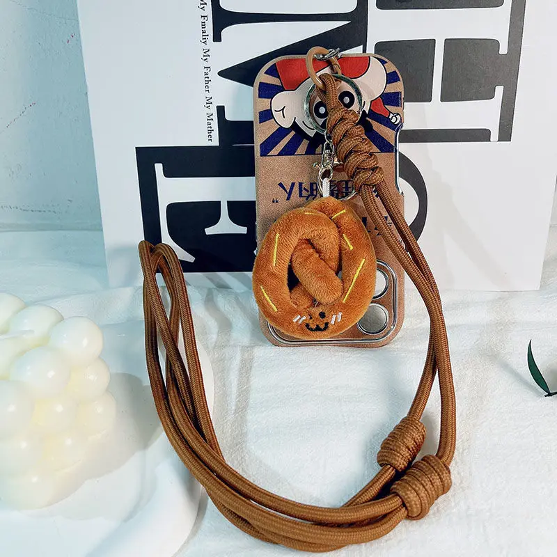 

Pretzel Croissant Plush Keychain, Adjustable Long Phone Lanyard, Camera Crossbody Strap, Cute Food Keyring for Bag Decoration