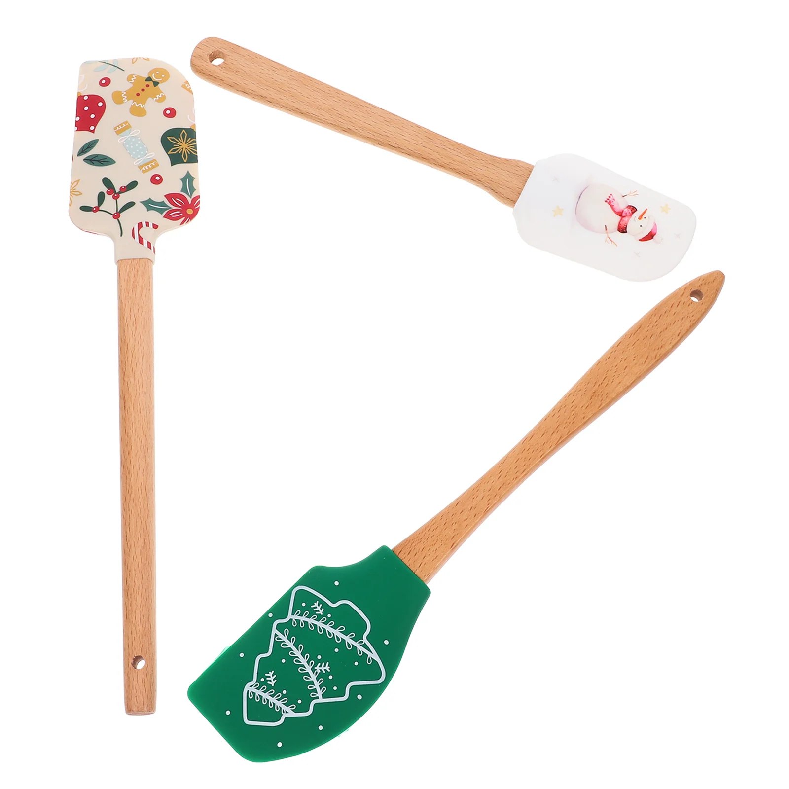 3 قطعة كعكة عيد الميلاد مكشطة سيليكون ملعقة الخشب مقبض الخبز أداة لخلط كشط الحلويات المربى زبدة غير عصا مفرشة #4