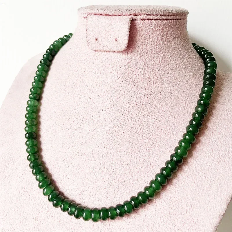 5*8MM Oval Green Emerald Jade Necklace Natural Stone Jewelry Bijoux Lady Party Gift Wedding Birthday Handwork Clavicle