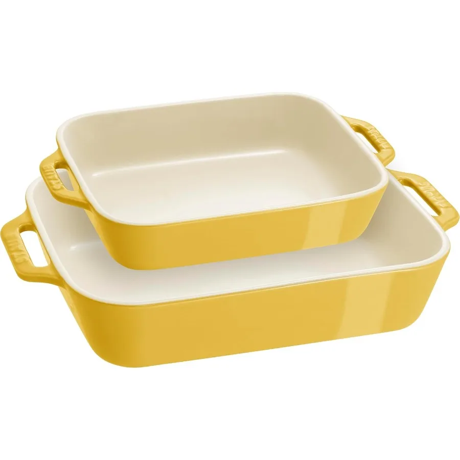 

Ceramic Rectangular Baking Dish Set Casserole Dish 2Piece Citron