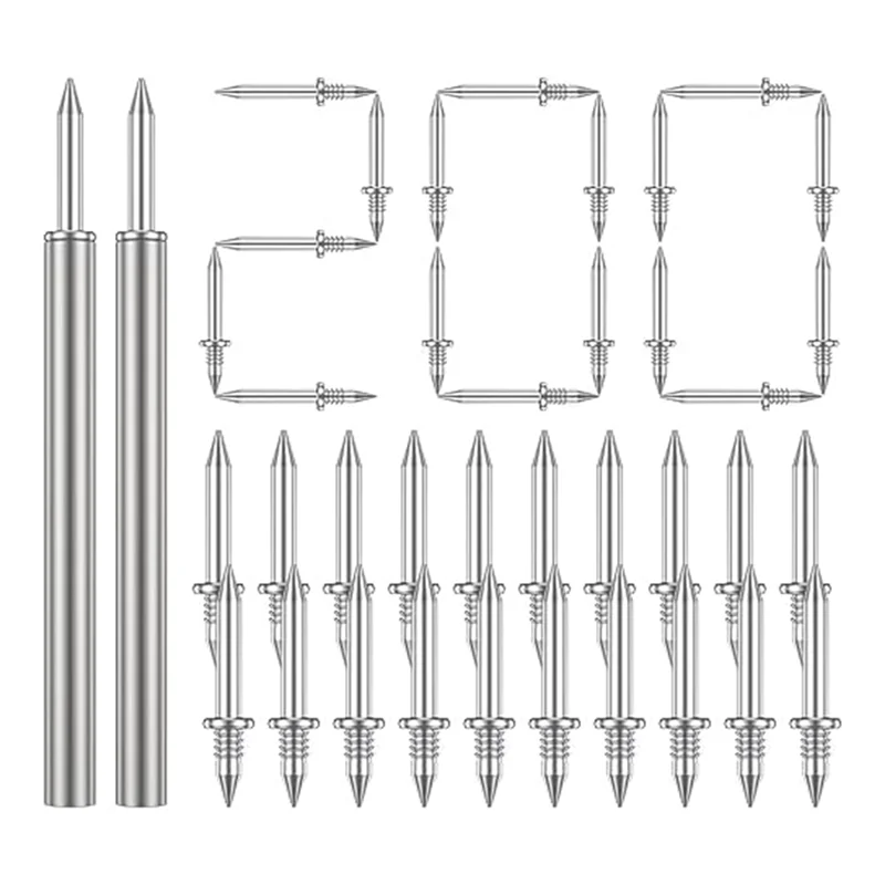 ETRT 200 Pcs Double-Head Skirting Thread Seamless Nail,Rust-Proof No Trace Skirting Thread Screws Set with 2 Rods, with Nail
