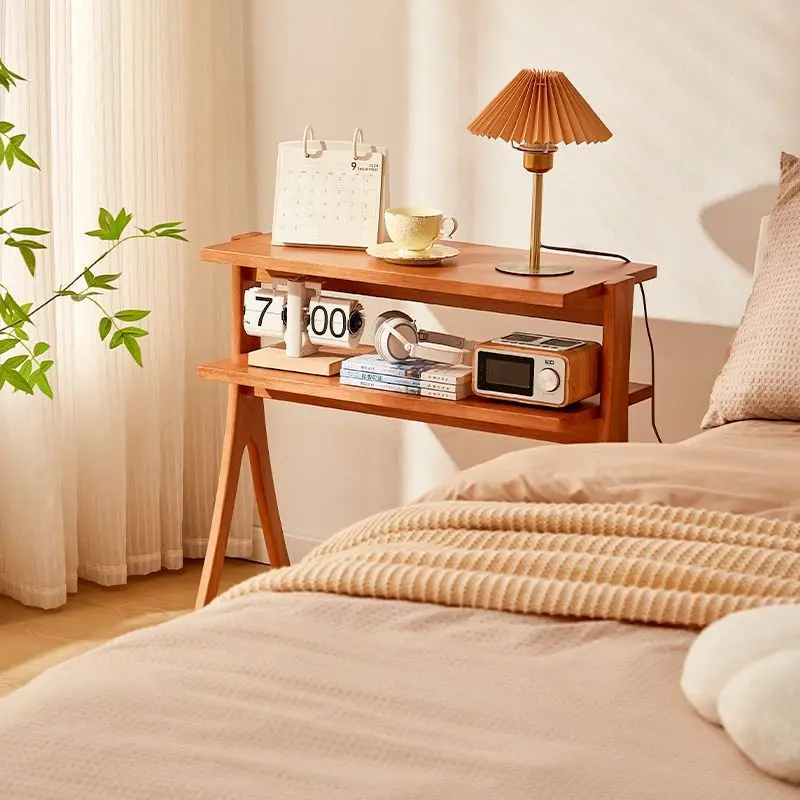 Винтажный приставной столик из массива дерева и набор книжных полок: подставка для цветов «елочка середины века», минималистичный учебный стол