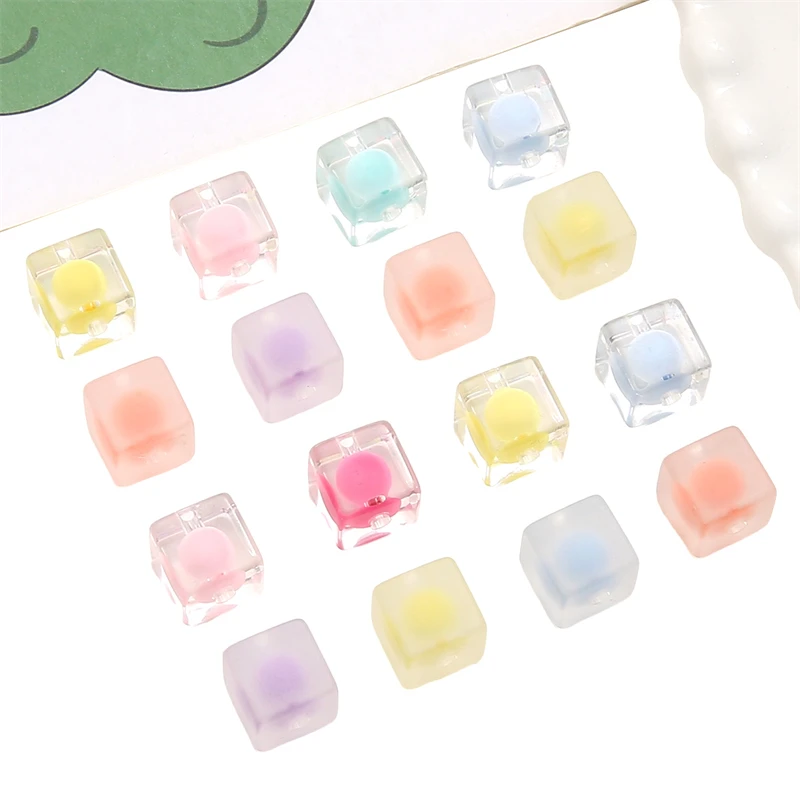 

10-20Pcs 10mm Transparent/Matte Color Square Beads Acrylic Loose Spacer Beads For DIY Bracelet Necklace Jewelry Making Materials
