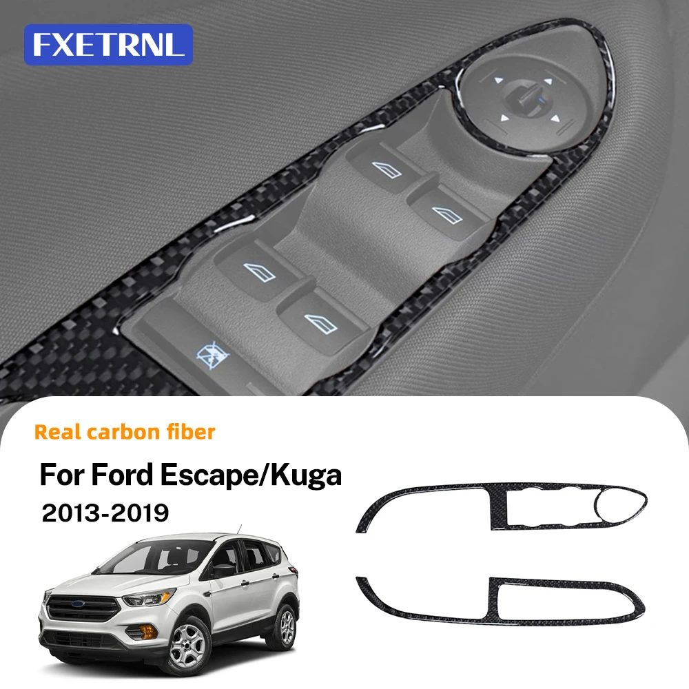 

Для Ford Escape KUGA 2013 2014 2015 2016 2017 2018 2019 Автомобильная наклейка из мягкого углеродного волокна, кнопка переключения двери, окна, накладка на панель