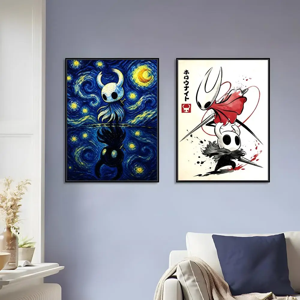 Spiel „The H-Hollow Knight“, Gemälde, Kalligraphie, Leinwandgemälde, Kunst für Badezimmer, Wohnzimmer, Heimwanddekoration, Bild