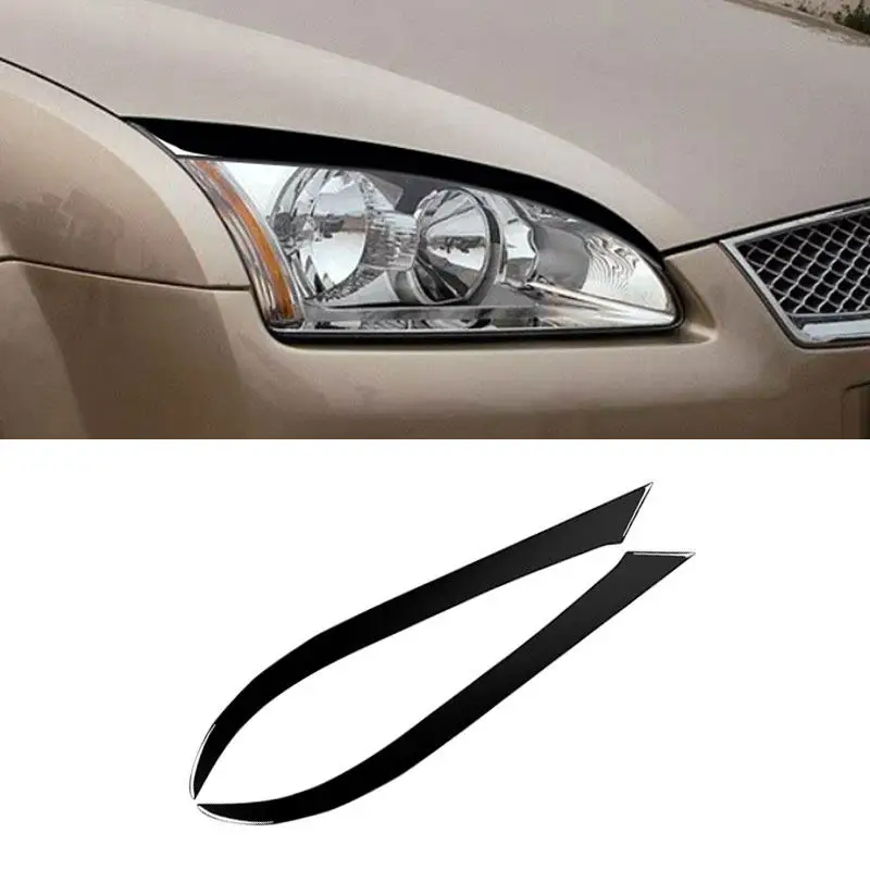 

Для Ford Focus 2005 2006 2007 2008 2 шт. фортепианно-черный автомобильный Стайлинг внешняя передняя фара отделка бровей наклейка на веко крышка