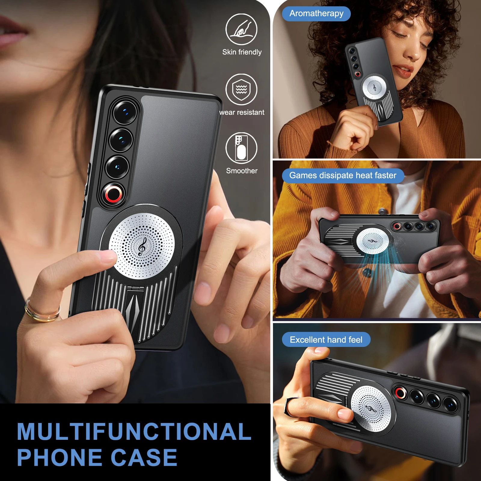 Matte heat dissipation bracket back case For Meizu 21 Pro Support wireless charging Fall prevention Phone Case For Meizu 20 Pro