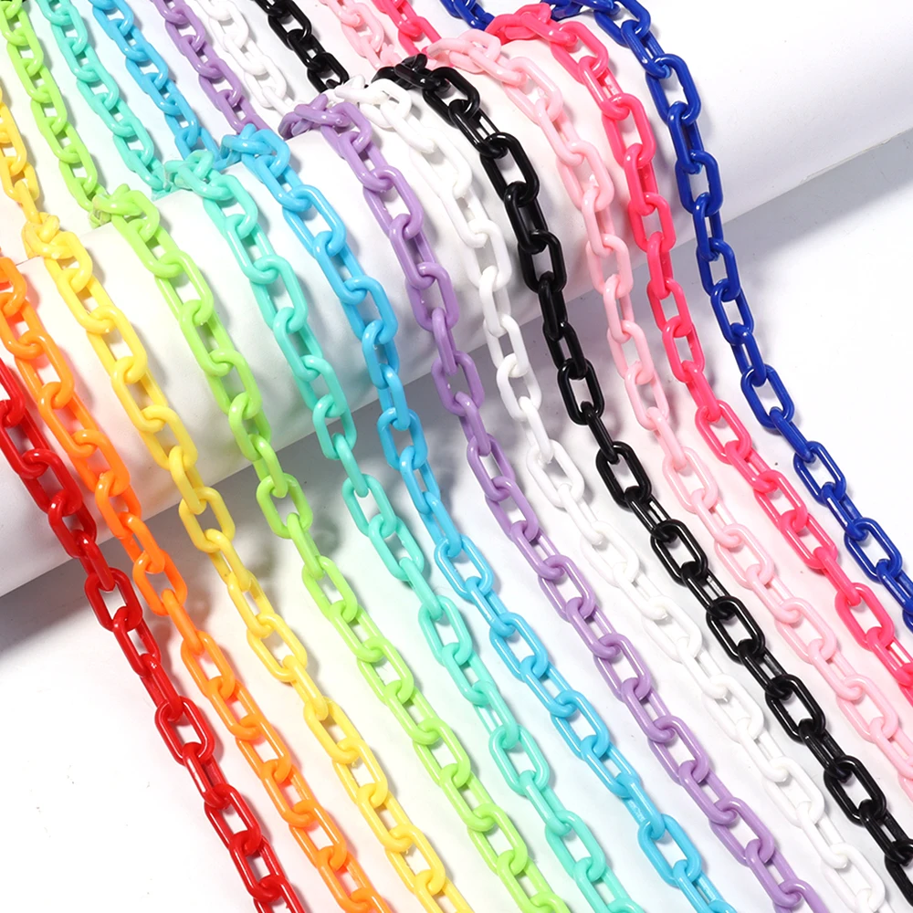 Chaîne à maillons en acrylique colorée, longueur 50cm, pour la fabrication de bijoux, collier, bracelet, accessoires de chaîne remplaçables, 10 pièces/lot