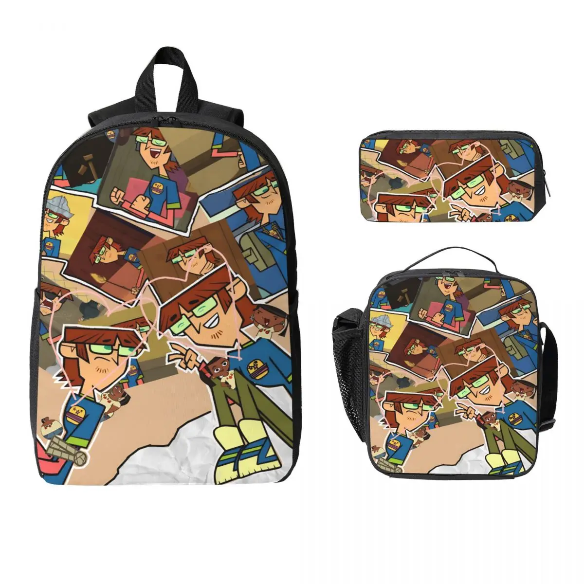 3Pcs Totals Dramas Backpack Set for Boy Girl Pen Bags Bookbag Sets with Lunch Box For School Students Knapsack