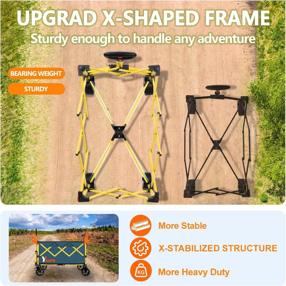 عربة أدوات قابلة للطي مع عجلات لجميع التضاريس بسعة تحميل كبيرة