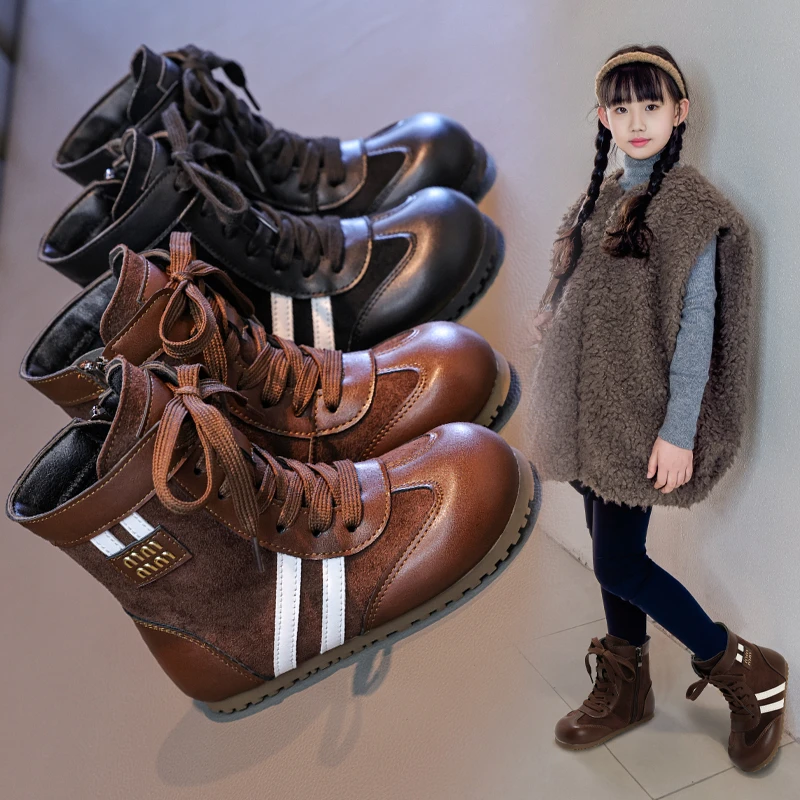 

2025 New Autumn Winter Children's Boots Mid-Size Children's Short Boots British Style Mid-Calf Single Boots Kids Boots