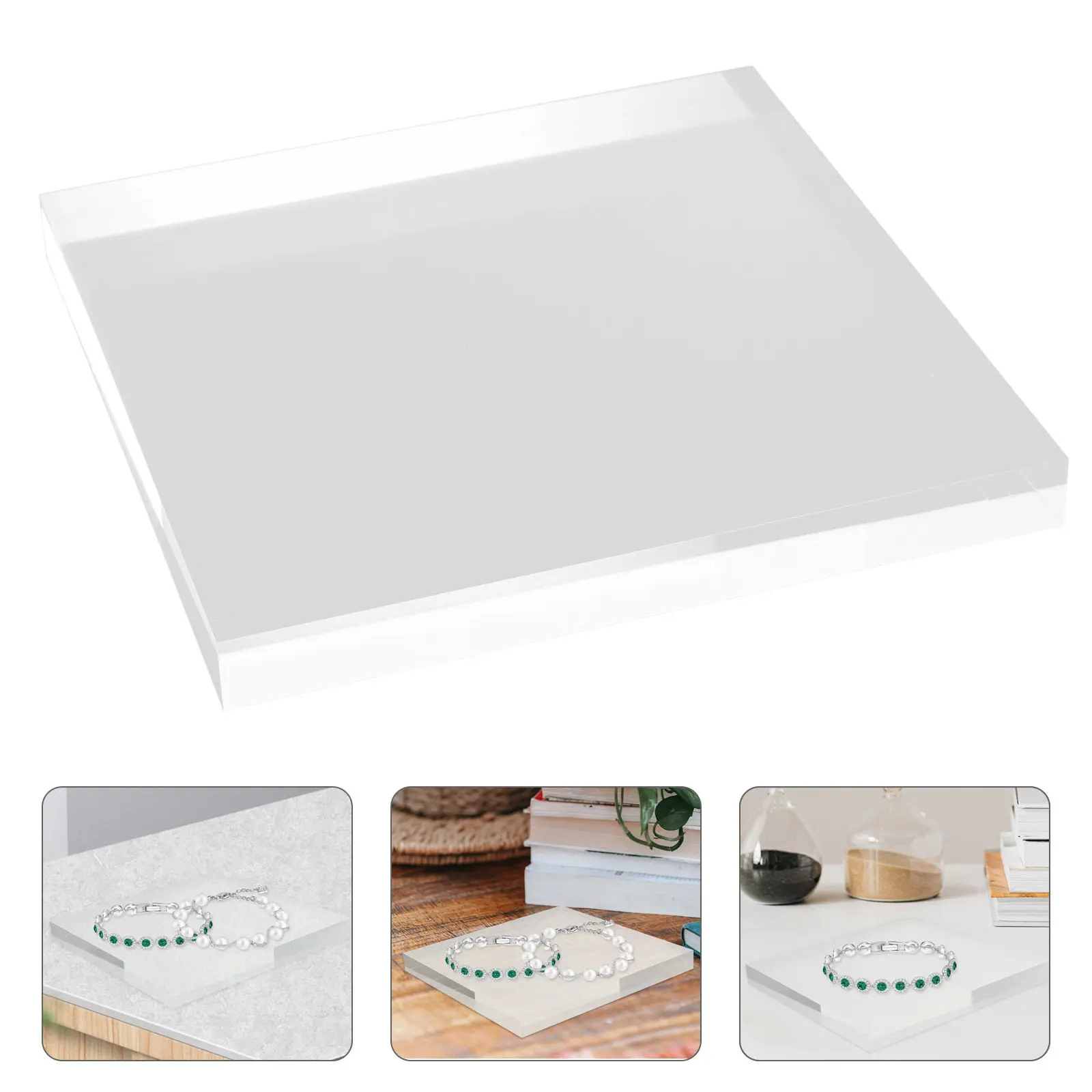 Premium Acrylic Display Base Clear Lightweight Portable Sturdy for Jewelry Cosmetics Crystals Collectibles Home Office