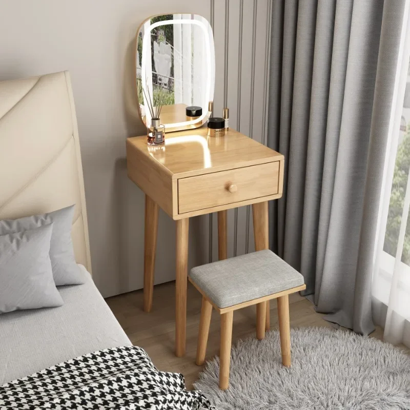 Wood Makeup Vanity Table with Mirror Dressing Table Drawer Storage for Bedroom Light Desk Bedroom Meuble De Chambre Furniture