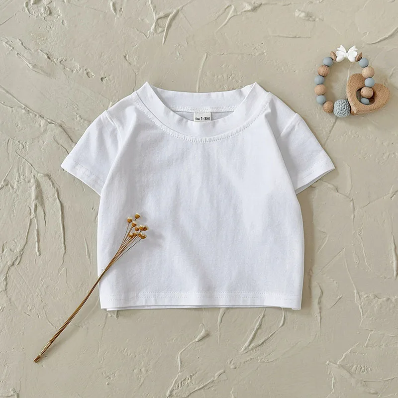 MILANCEL Sommer-Baby-T-Shirt 1M-3T, einfarbig, für Kleinkinder, Mädchen, weißes T-Shirt, lockere, dünne Kleinkind-Kleidung, Jungen-Tops