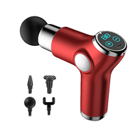 Mini Massage Gun for Deep Tissue Massaging 4 Massage Heads 6 Speed High-intensity Body Muscle Massager - Red