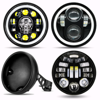 5.75 inch Black Round Motorcycle 5 3/4\