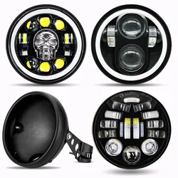 5.75 inch Black Round Motorcycle 5 3/4