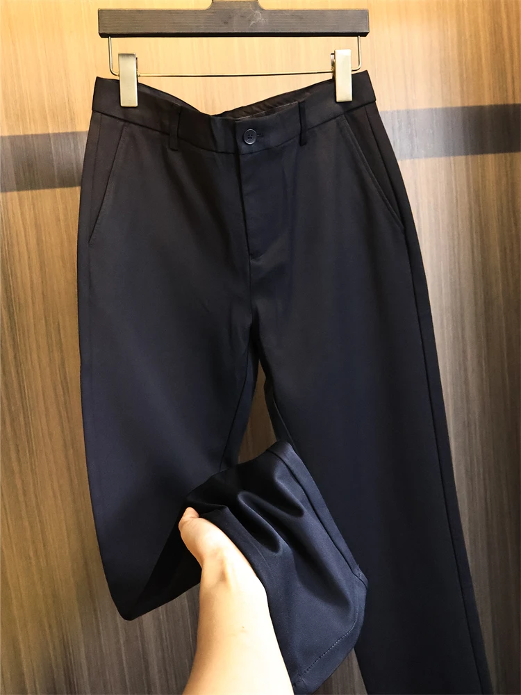 

Ele Pure Color Men's Straight Leg Casual Trousers Autumn Winter Busin Casual Pants Comfortable Fit Classic Sle