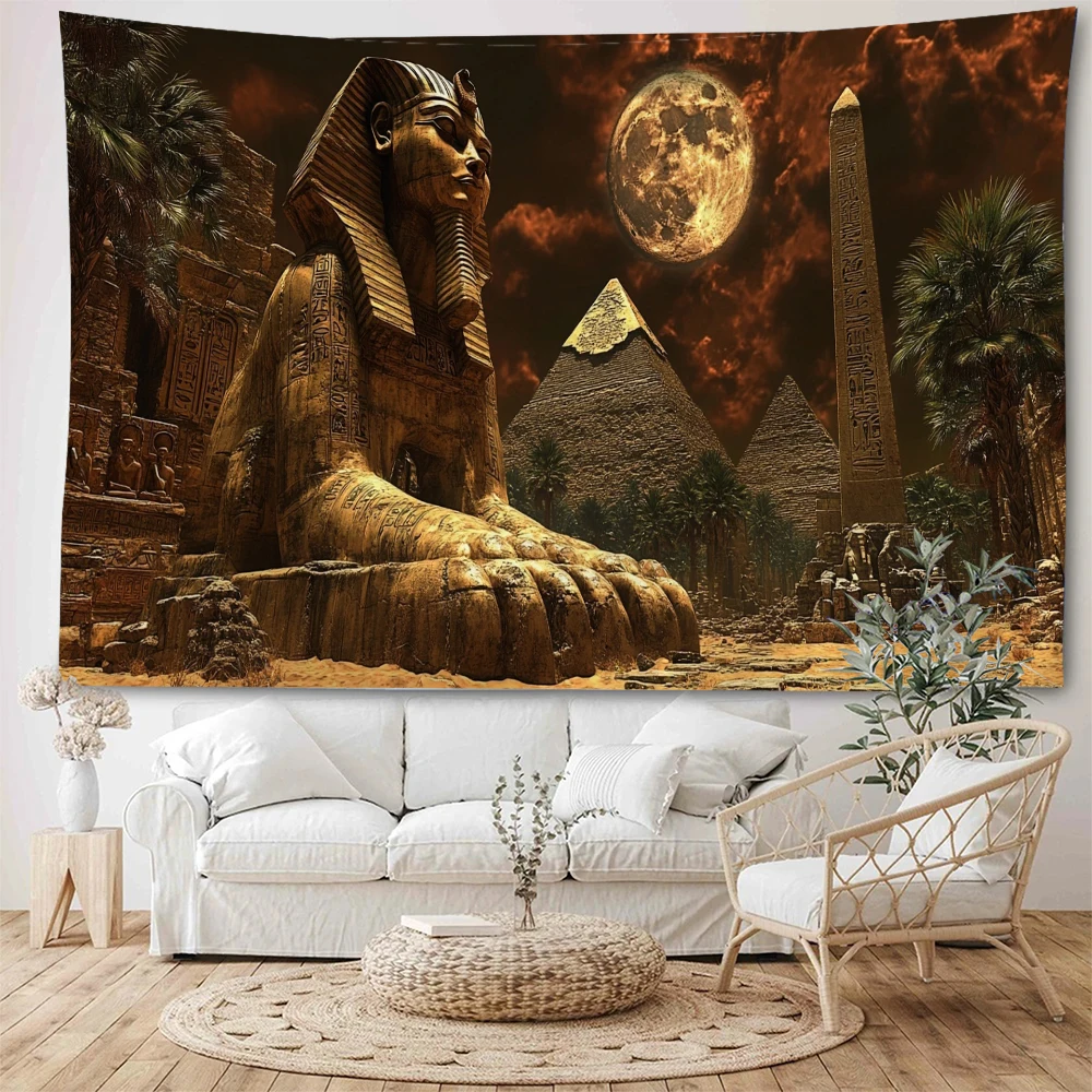 

Ancient Egyptian pharaoh mythology, Anubi god of war, personified image, majestic background, decorative tapestry, home decorati