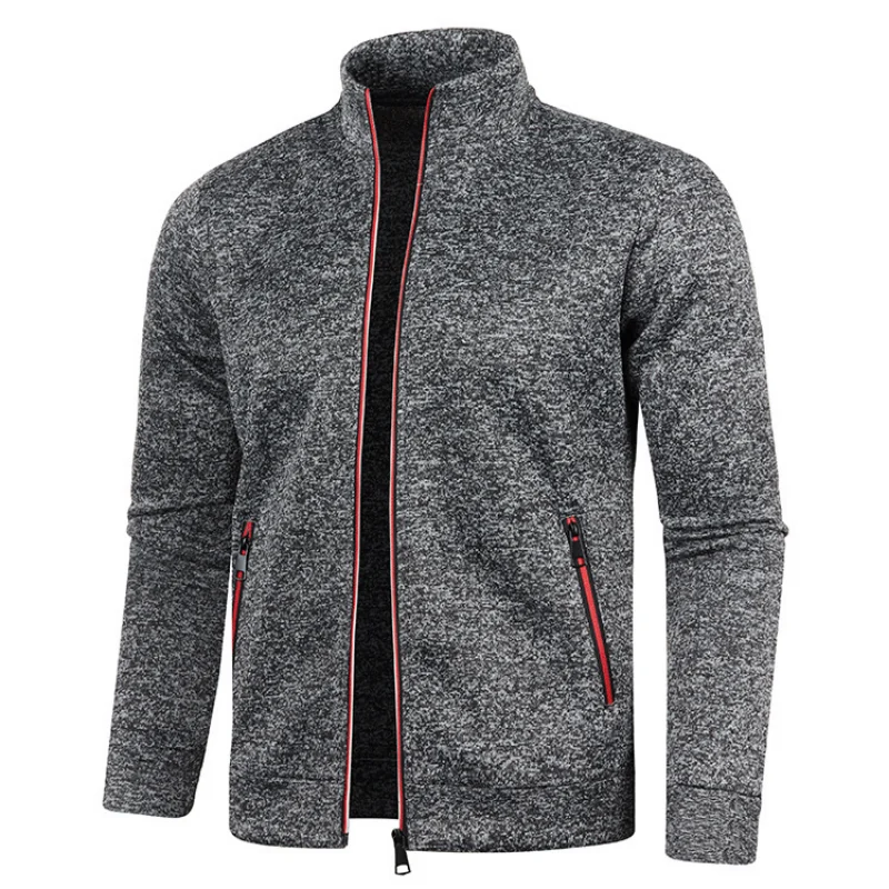 Men\'s Sweatshirt Zipper Stand Collar Pullover Jackets Spring Zipper Sweater Clothing Solid Color Outdoor Multi-pocket Top 4XL