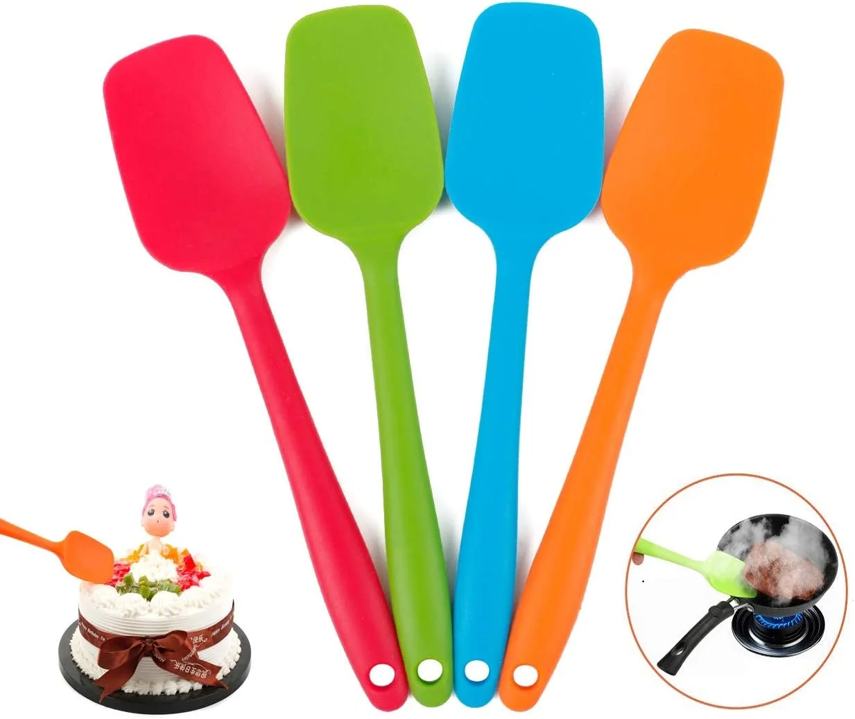 

27CM Long Universal Heat Resistant Integrate Handle Silicone Spoon Scraper Spatula Cake Ice Cream Kitchen Tool Utensil Bakeware